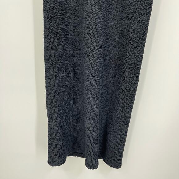 Hunza G | NWT Nancy Black One Shoulder Dress Crinklr Fabric OS - Picture 12 of 14